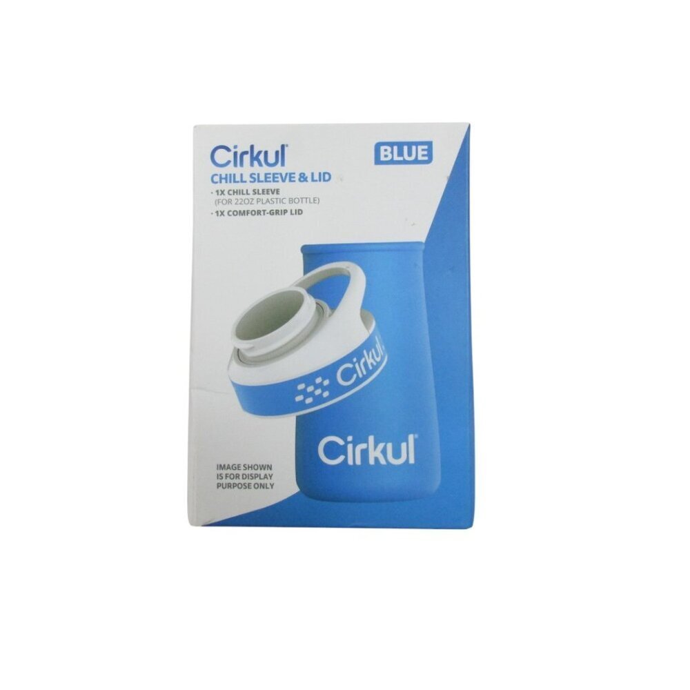 Cirkul Chill Sleeve & Cover Comfort Grip Lid Reusable Plastic Bottle Blue‎ 22 oz